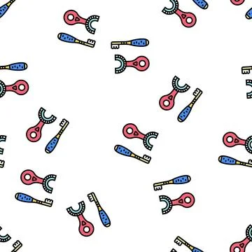 Toddler toothbrush vector seamless pattern Illustrazione stock