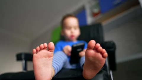 Toddler's bare feet close up.  Stock Footage 264540346