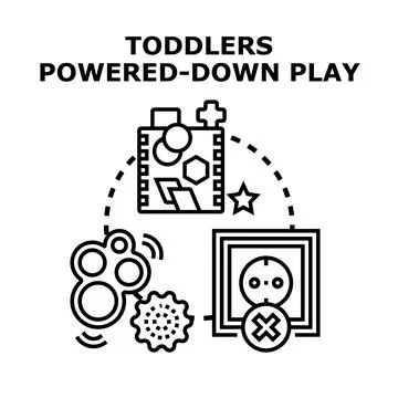 Toddlers engaging in powered down play concept Stock Illustration