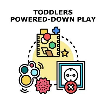 Toddlers engaging in powered down play concept Stock Illustration