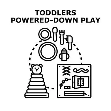 Toddlers powered down play and sensory development icon Stock Illustration
