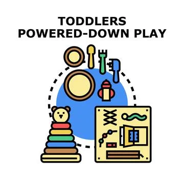 Toddlers powered down play and sensory development icon Stock Illustration