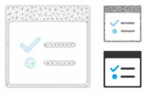 Todo Items Calendar Page Vector Mesh Network Model and Triangle Mosaic Icon Stock Illustration