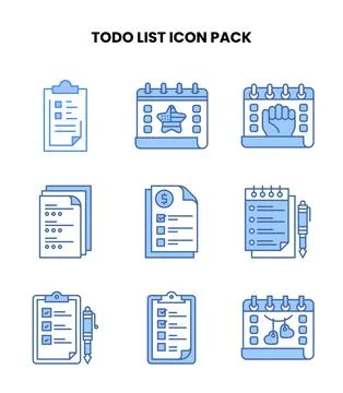 ToDo List Blue Icons Pack Stock Illustration
