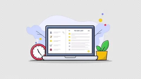 Todo List in Computer with Clock Animation Video - Transparent Stock Footage 274662576