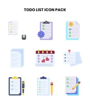 ToDo List Flat Bundle Icons Pack Stock Illustration