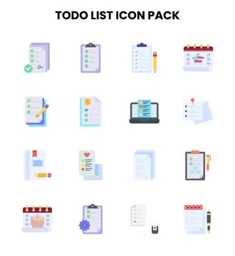 ToDo List Flat Design Icons Pack Ilustración de archivo