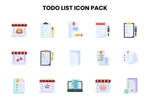 ToDo List Flat Scalable Icons Pack Stock Illustration