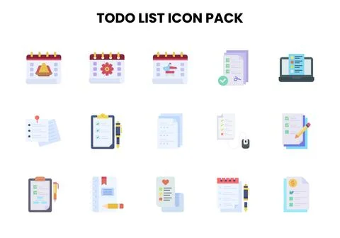 ToDo List Flat Scalable Icons Pack Stock Illustration