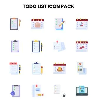 ToDo List Flat Set Icons Pack Stock Illustration