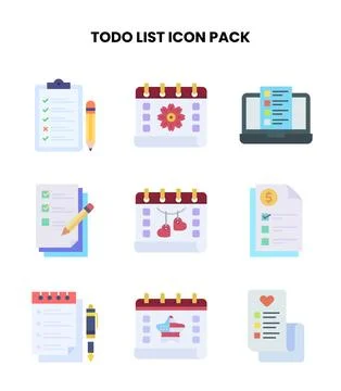 ToDo List Flat Set Icons Pack Stock Illustration