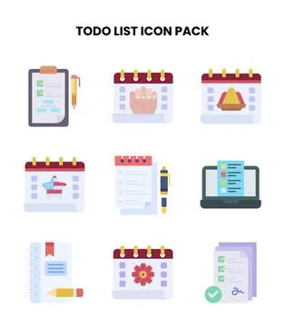 ToDo List Flat UI Icons Pack Stock Illustration