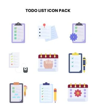 ToDo List Flat Vector Icons Pack Stock Illustration