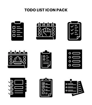ToDo List Glyph Vector Icons Pack Stock Illustration