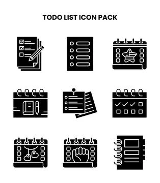 ToDo List Glyph Vector Icons Pack Stock Illustration