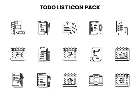 ToDo List Line Bundle Icons Pack Stock Illustration