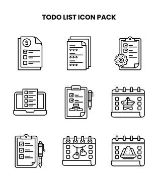 ToDo List Line Vector Icons Pack Stock Illustration