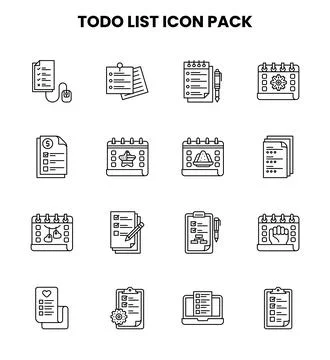 ToDo List Line Vector Icons Pack 스톡 일러스트