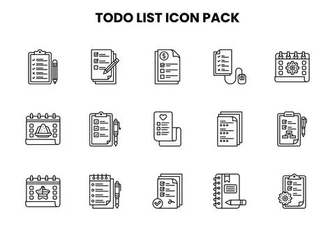 ToDo List Line Vector Icons Pack Stock Illustration
