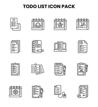 ToDo List Line Vector Icons Pack Stock Illustration