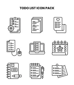 ToDo List Line Vector Icons Pack Stock Illustration