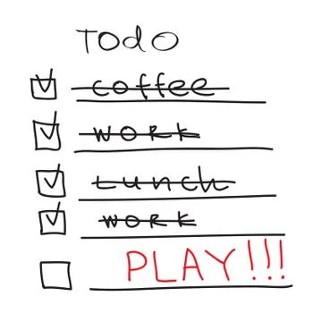 ToDo List - time to play 库存插图