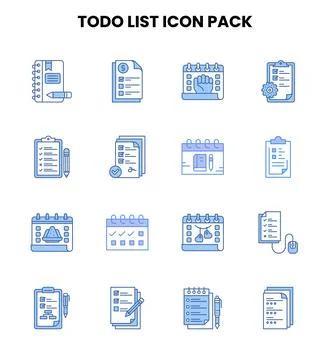 ToDo List Two Colour Collection Icons Pack 스톡 일러스트