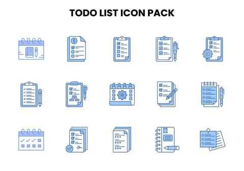 ToDo List Two Colour Collection Icons Pack Stock Illustration