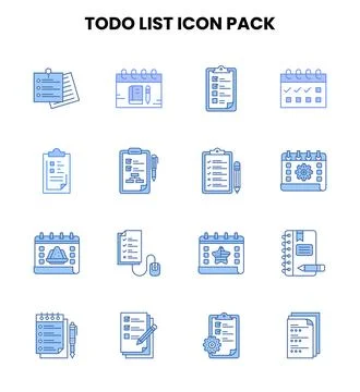 ToDo List Two Colour Collection Icons Pack Stock Illustration