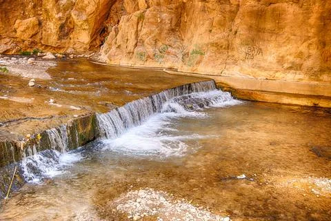 Todra River as it passes through the Todra Gorges in Morocco. Stock Photos