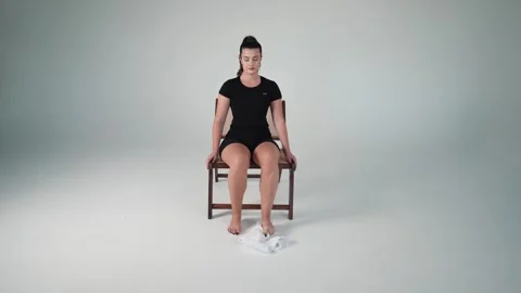 Toe curl with towel Stock Footage 314195985