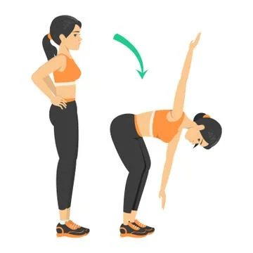 Toe touch exercise. Person in sport clothes stretching. Stock Illustration