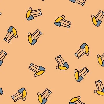 Toe touch stretch spine curvature vector seamless pattern Illustrazione stock