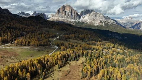 Tofana Summit View Over Golden Larch Canopy Stock Footage 335660077