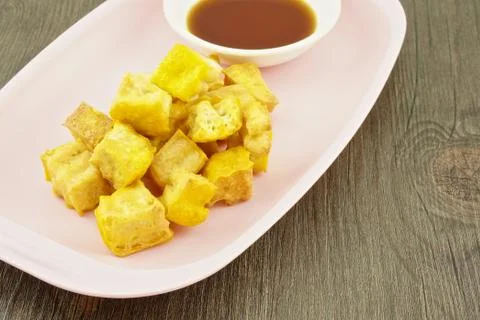 Tofo fried with soy Stock Photos