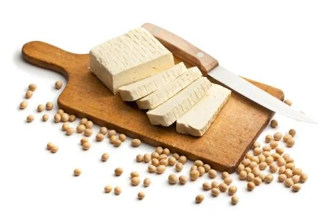 Tofu and soy beans Stock Photos