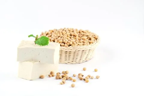 Tofu and soy beans Stock Photos