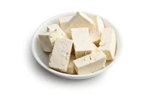 Tofu in ceramic bowl Stock Photos
