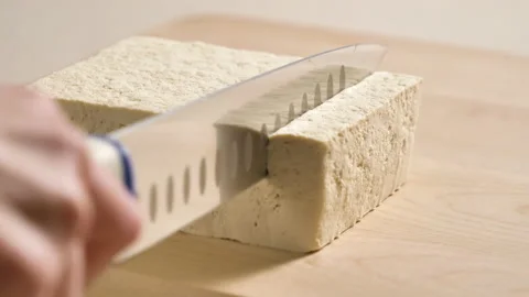 Tofu chunks closeup. Plant based diet. Vegan protein source Stock Footage 170261930