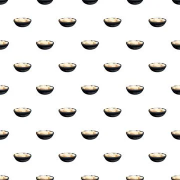 Tofu cube bowls seamless repeating pattern background Stock Illustration