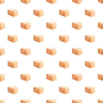 Tofu cubes seamless pattern on white background Stock Illustration