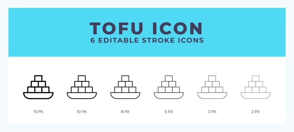 Tofu icon set with different stroke. Design elements for logo. Vector illus.. Illustrazione stock