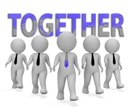 Together Businessmen Representing Teamwork Unity 3d Rendering Stock Illustration
