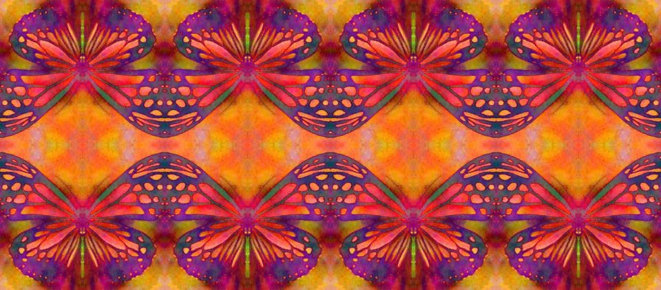 TOGETHER! Fun Retro Butterfly Pattern, Seamless Tile 库存插图