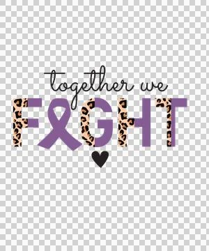 Together We Fight Text Design ribbon heart typography black Stock Illustration