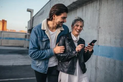 Togetherness and technology Stock Photos