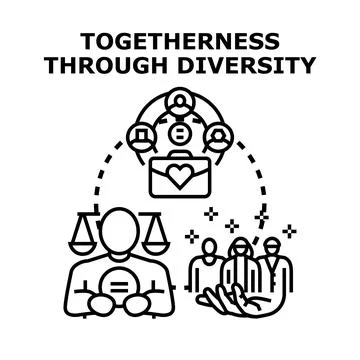Togetherness through diversity, equality and inclusion concept Stock Illustration