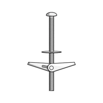 Toggle bolt for drywall installation and mounting Stock Illustration
