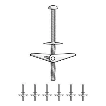 Toggle bolt for drywall installation and mounting Stock Illustration