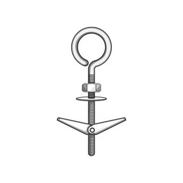 Toggle bolt with eye hook for wall fastening Stock Illustration
